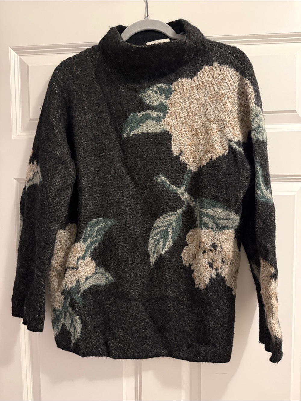 Vince Floral Turtleneck Sweater - Black, Cream & Green